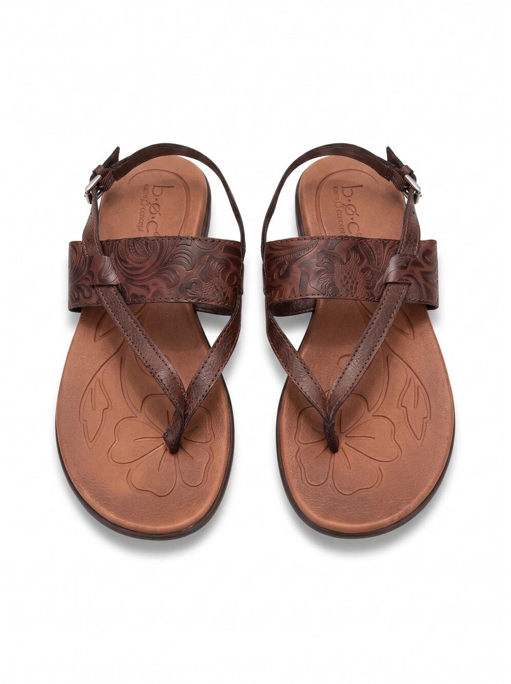 B.O.C. by BORN Women's 6 Brown Sharin Tooled Floral Boho Comfort Sandals Z09406